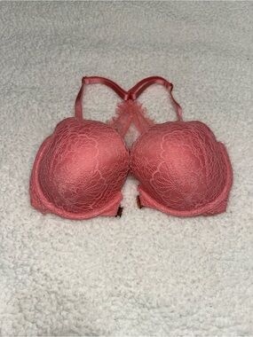 Victoria's Secret Coral Lace Push-Up Bra With Front Closure